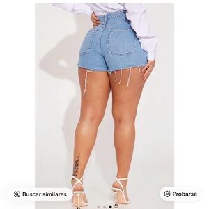 Fashion Nova Light Blue Distressed Jean Shorts